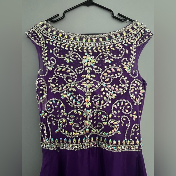 Zachary Alexander Size XL Purple Beaded Prom Dress - Picture 4 of 7